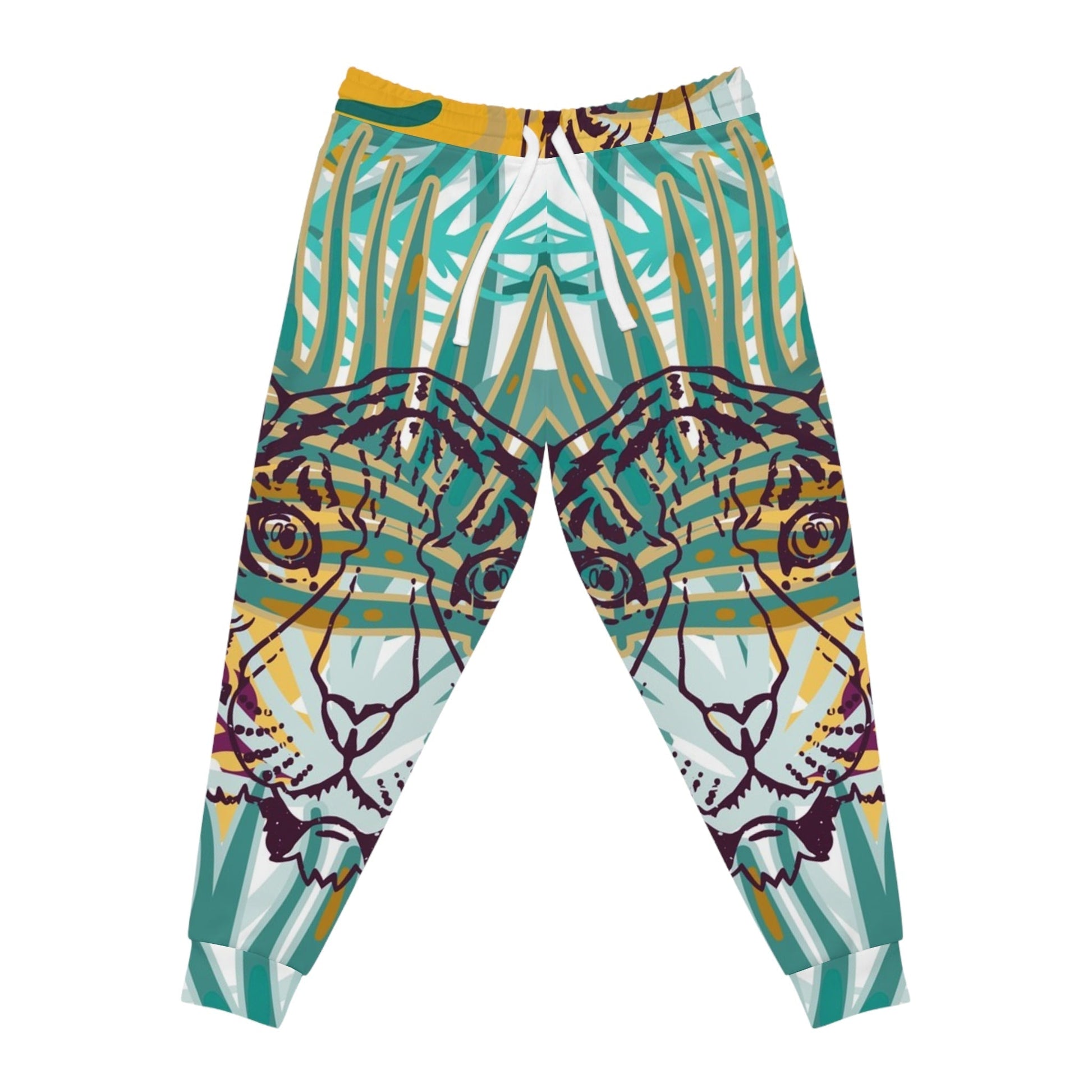 Printify Teal and Yellow Tiger Print Joggers 2025