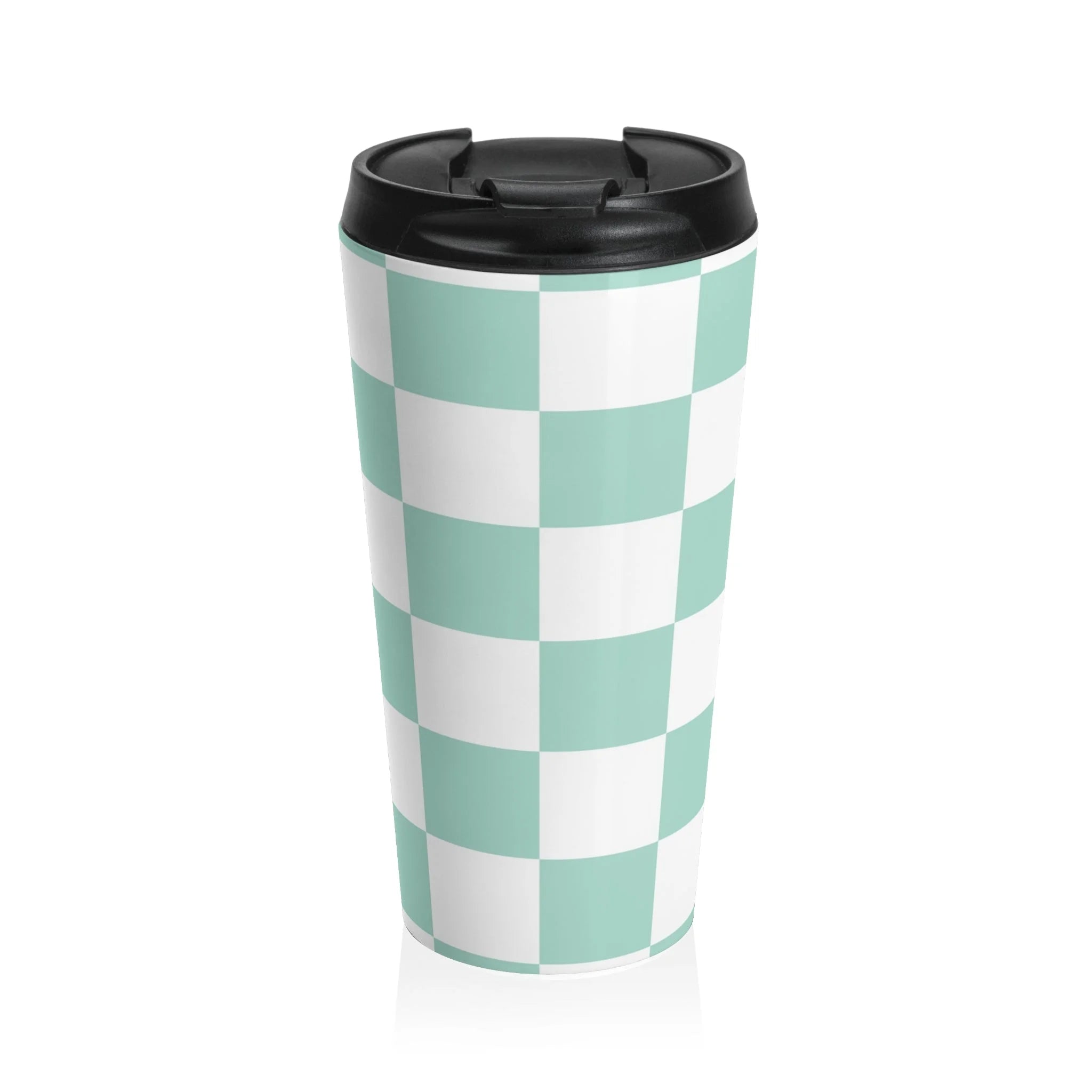 JAKKOUTTHEBXX Teal Checkerboard Stainless Steel Travel Mug 2025