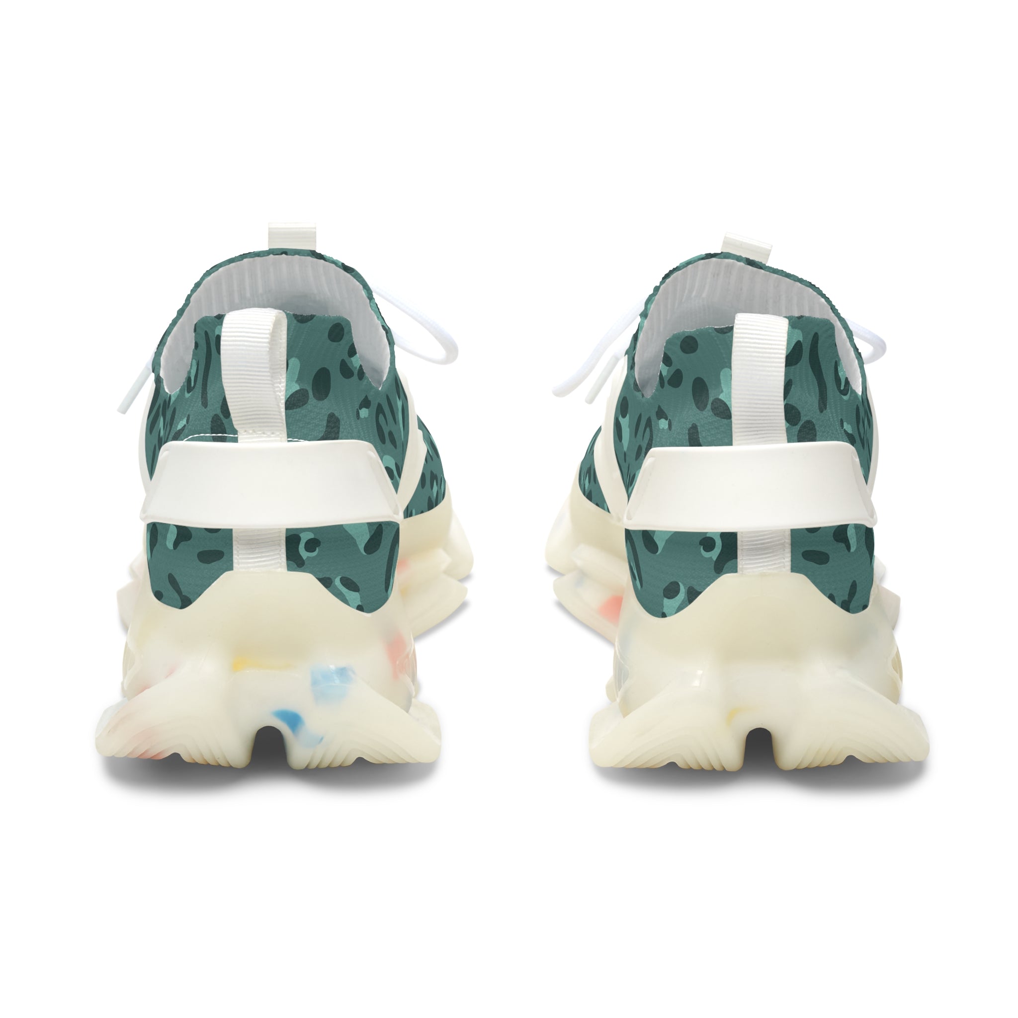 Teal Leopard Print Mesh Sneakers, Artsulli - Art is Long, Life is Short, Shoes, , , , , , , 