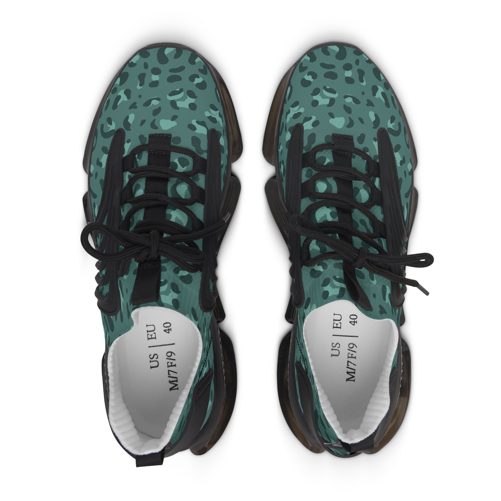 Teal Leopard Print Mesh Sneakers, Artsulli - Art is Long, Life is Short, Shoes, , , , , , , 