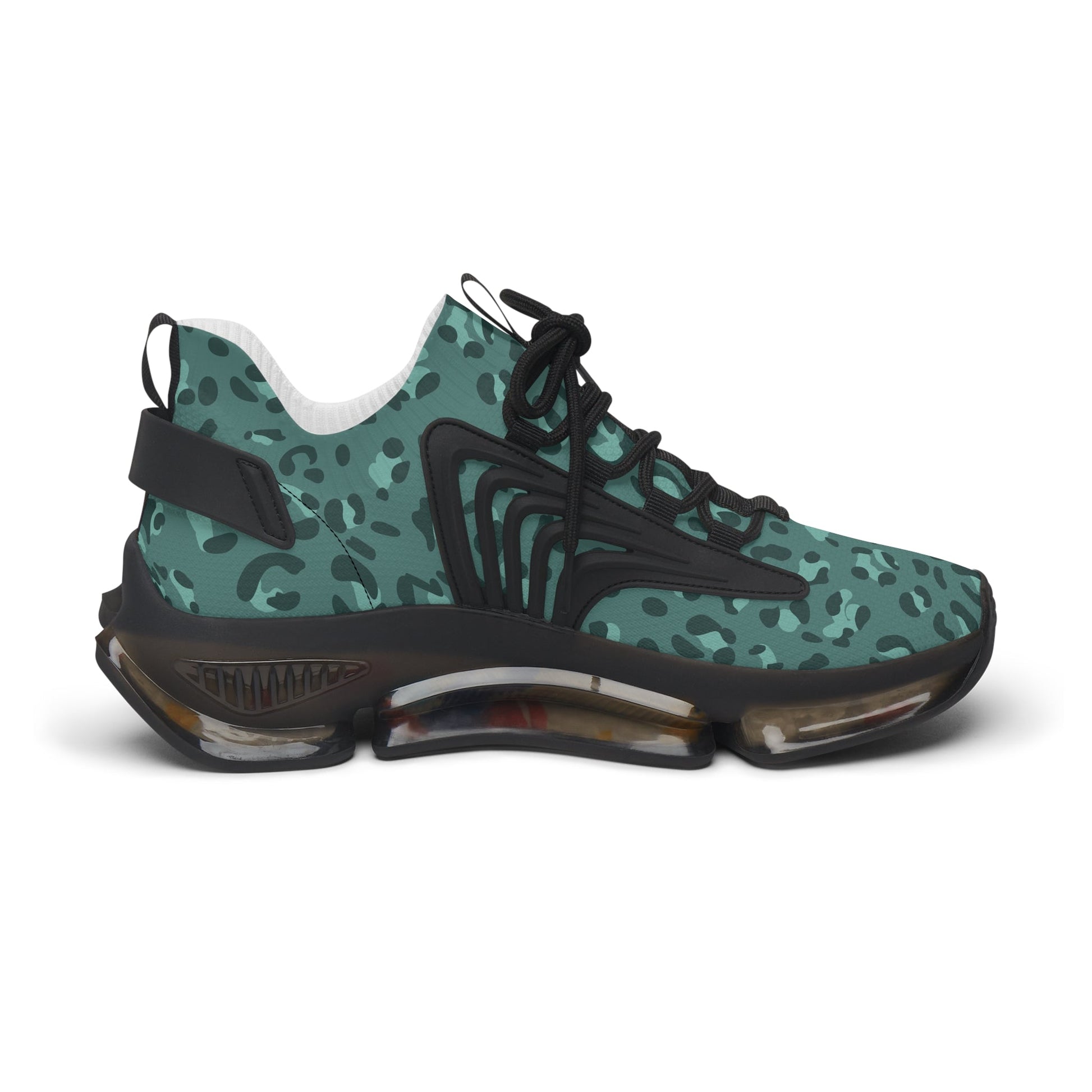 Teal Leopard Print Mesh Sneakers, Artsulli - Art is Long, Life is Short, Shoes, , , , , , , 