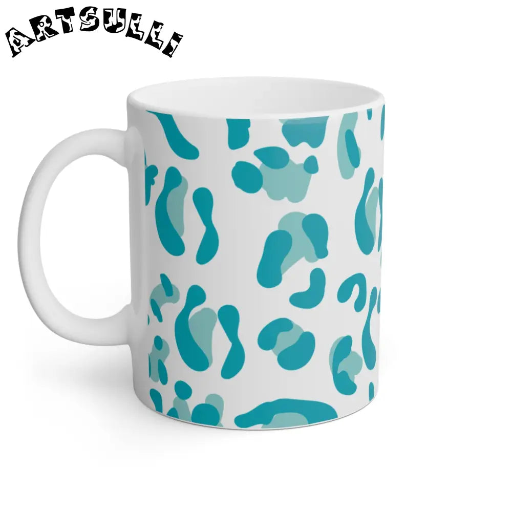 Teal Leopard Print Mug, Artsulli - Art is Long, Life is Short, Mug, , , , , , , 