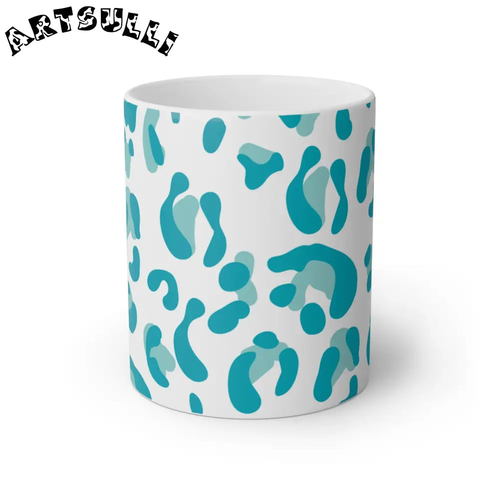 Teal Leopard Print Mug, Artsulli - Art is Long, Life is Short, Mug, Size, 11oz, Color, White, , , 11149299153453070925