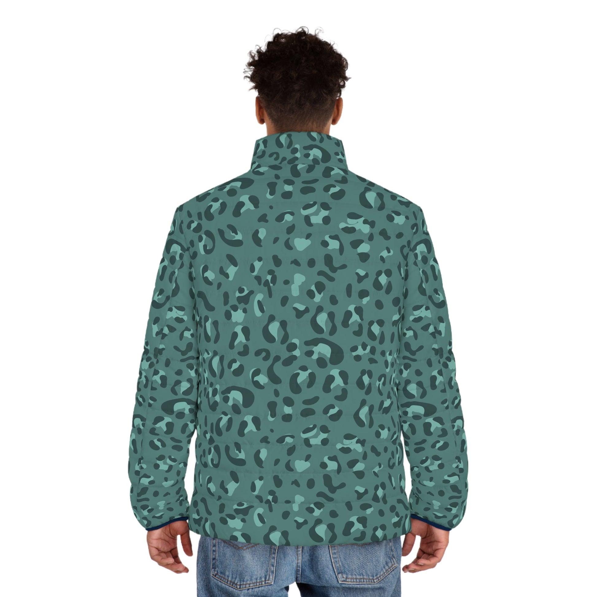 JAKKOUTTHEBXX Teal Leopard Print Puffer Jacket 2025