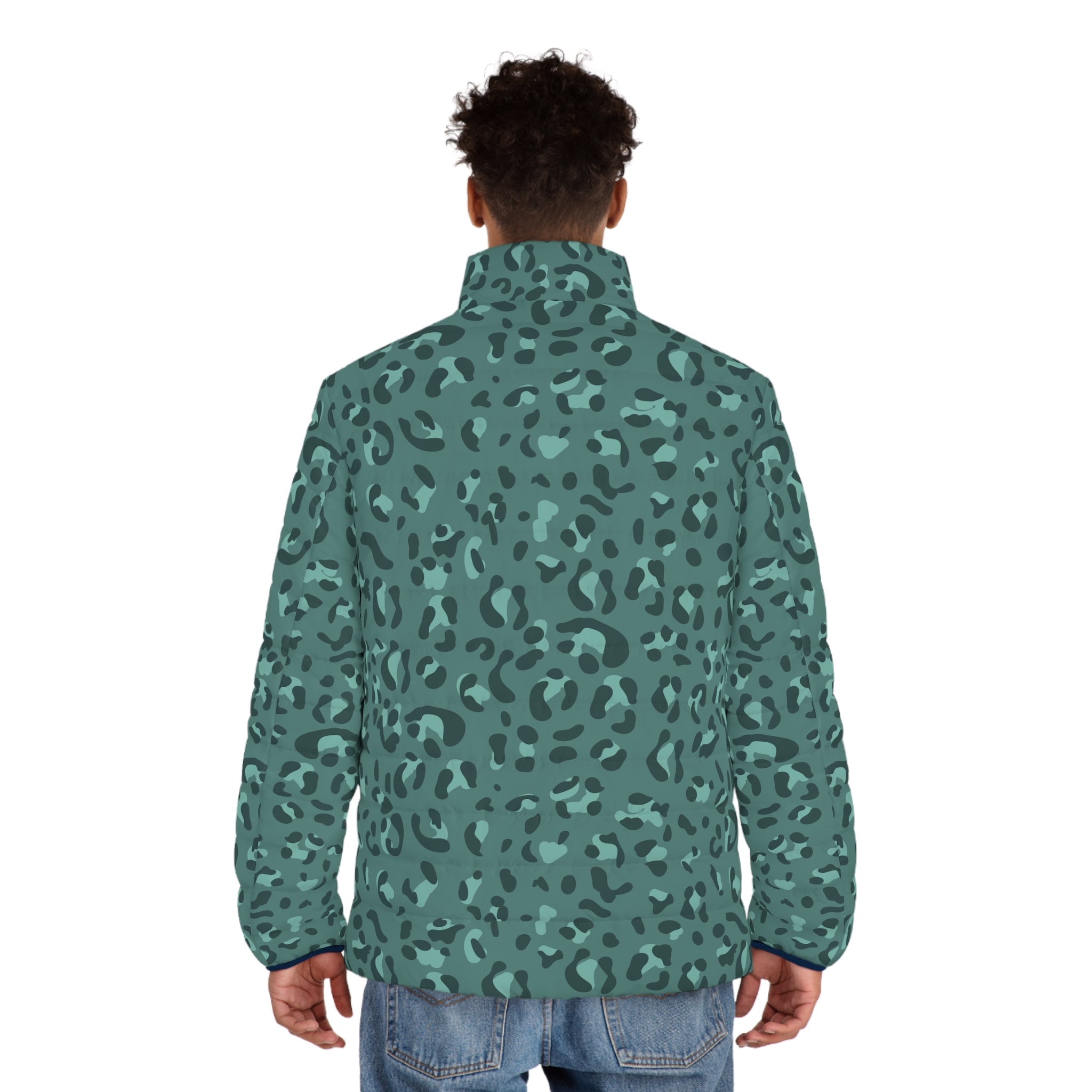 JAKKOUTTHEBXX Teal Leopard Print Puffer Jacket 2025
