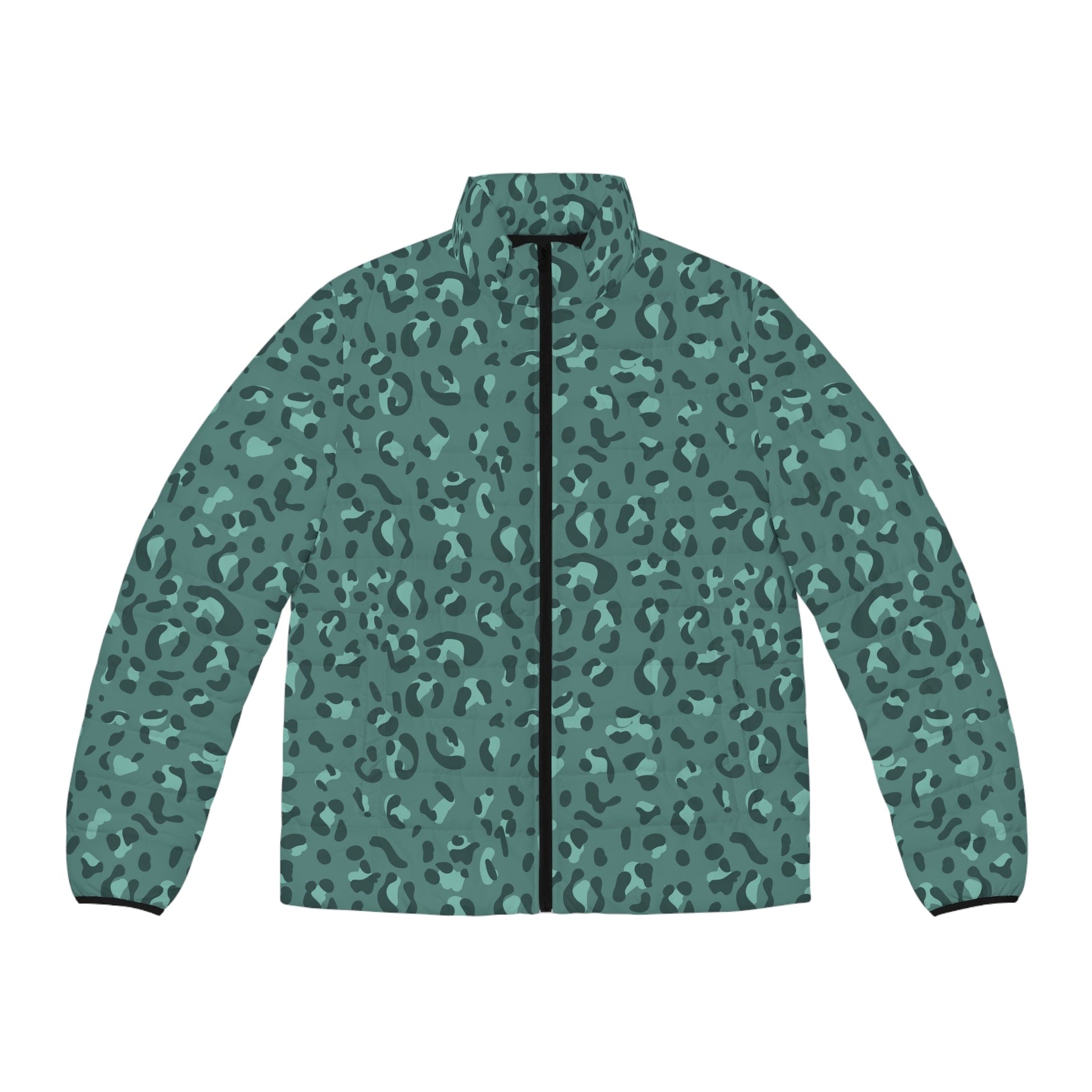 JAKKOUTTHEBXX Teal Leopard Print Puffer Jacket 2025