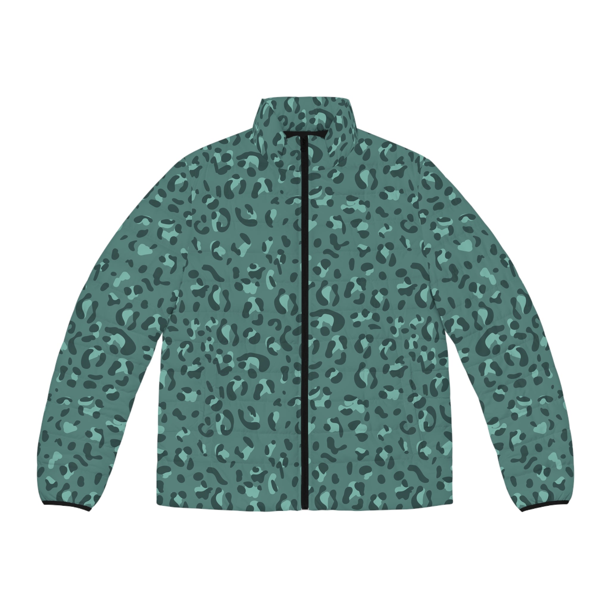 JAKKOUTTHEBXX Teal Leopard Print Puffer Jacket 2025