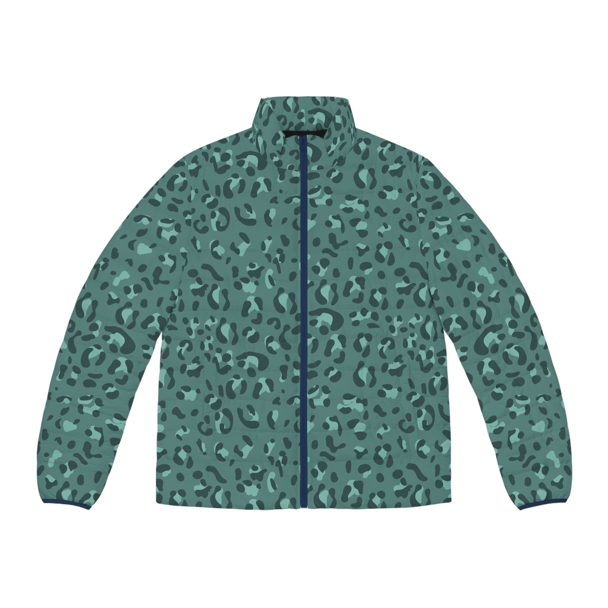 JAKKOUTTHEBXX Teal Leopard Print Puffer Jacket 2025