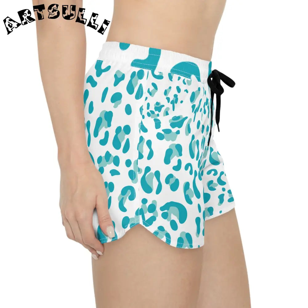 Teal Leopard Print Shorts, Artsulli - Art is Long, Life is Short, All Over Prints, , , , , , , 