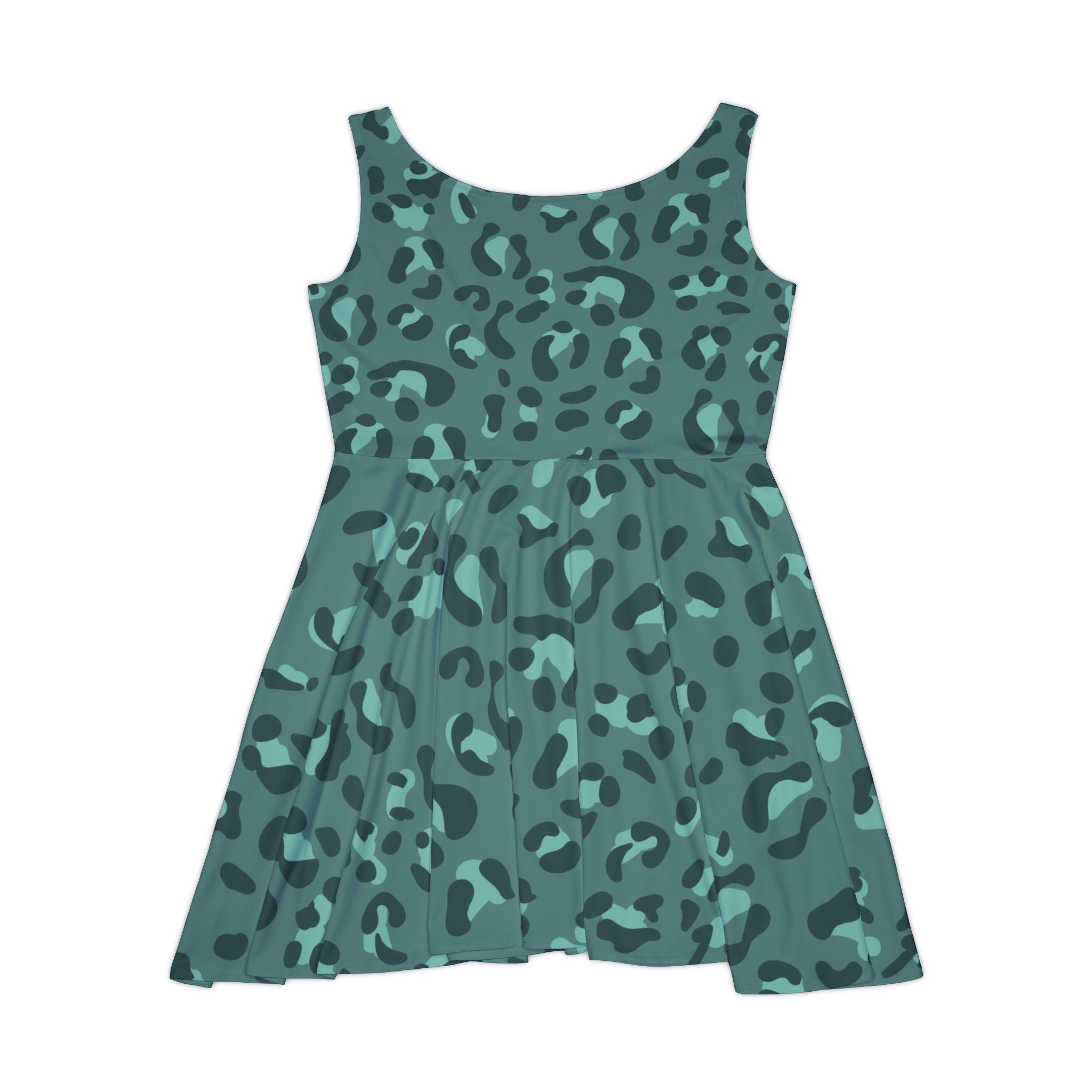 Teal Leopard Sleeveless Skater Dress, Artsulli - Art is Long, Life is Short, All Over Prints, , , , , , , 
