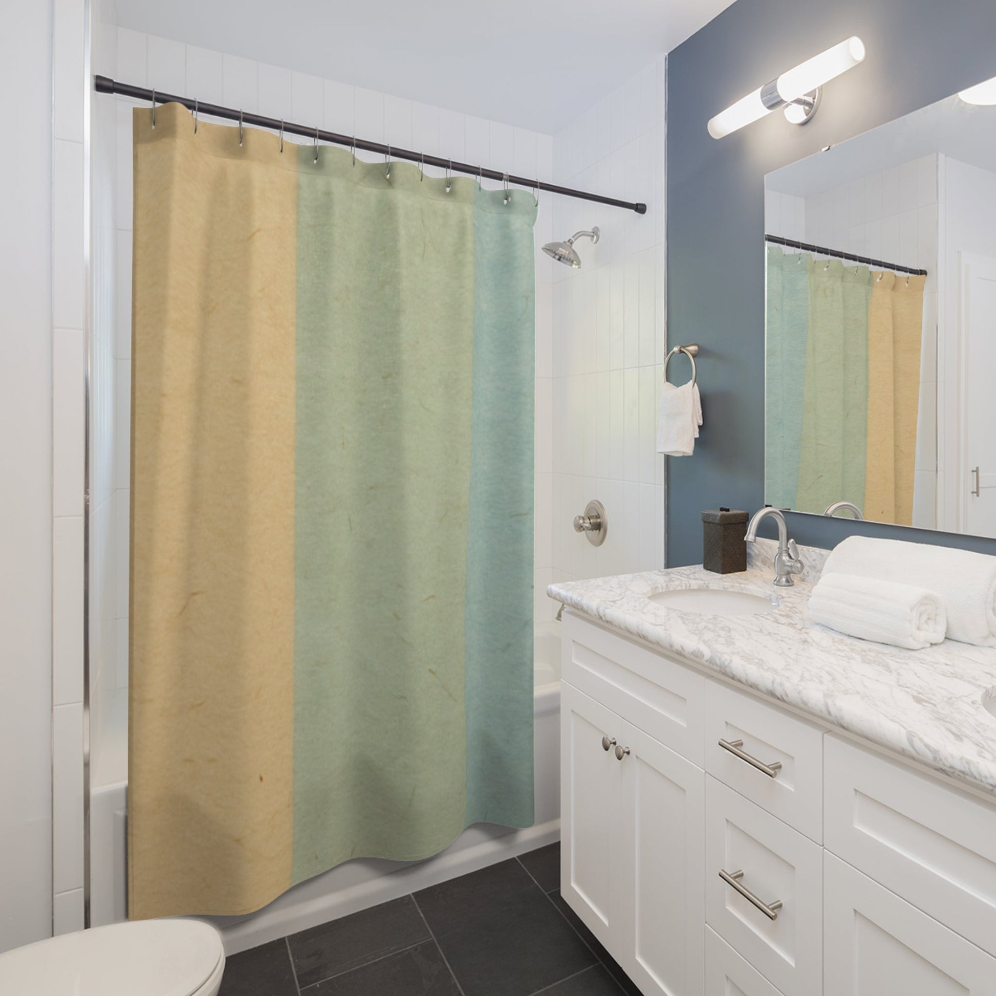 Three-Tone Distressed Stripe Shower Curtain, Artsulli - Art is Long, Life is Short, Home Decor, , , , , , , 