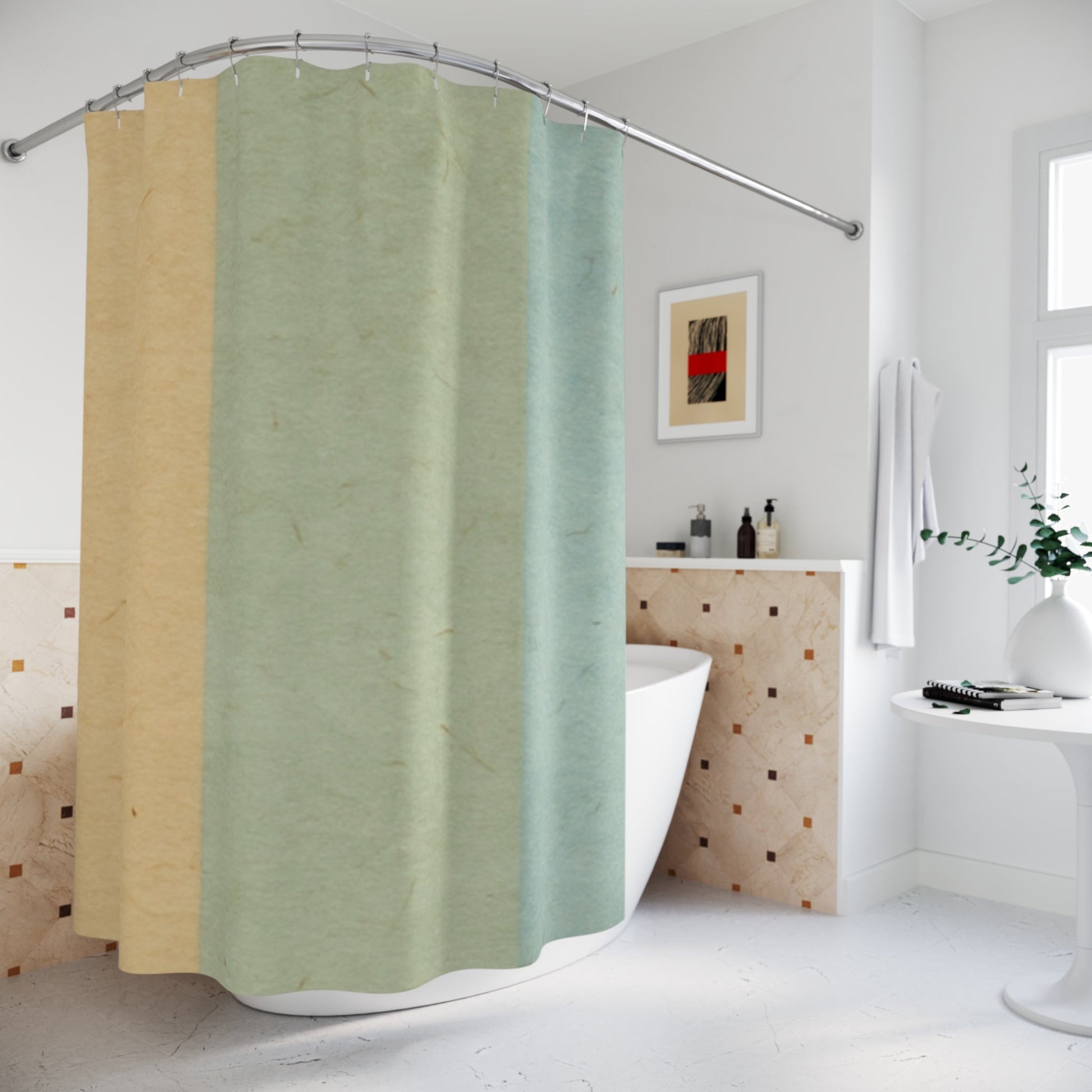 Three-Tone Distressed Stripe Shower Curtain, Artsulli - Art is Long, Life is Short, Home Decor, , , , , , , 