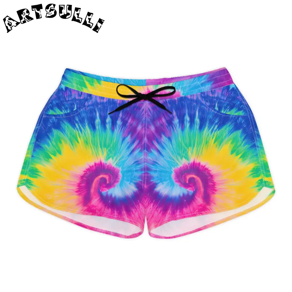 Tie-Dye Athletic Shorts, Artsulli - Art is Long, Life is Short, All Over Prints, Size, S, Color, Black drawstring, , , 13588559334971666821