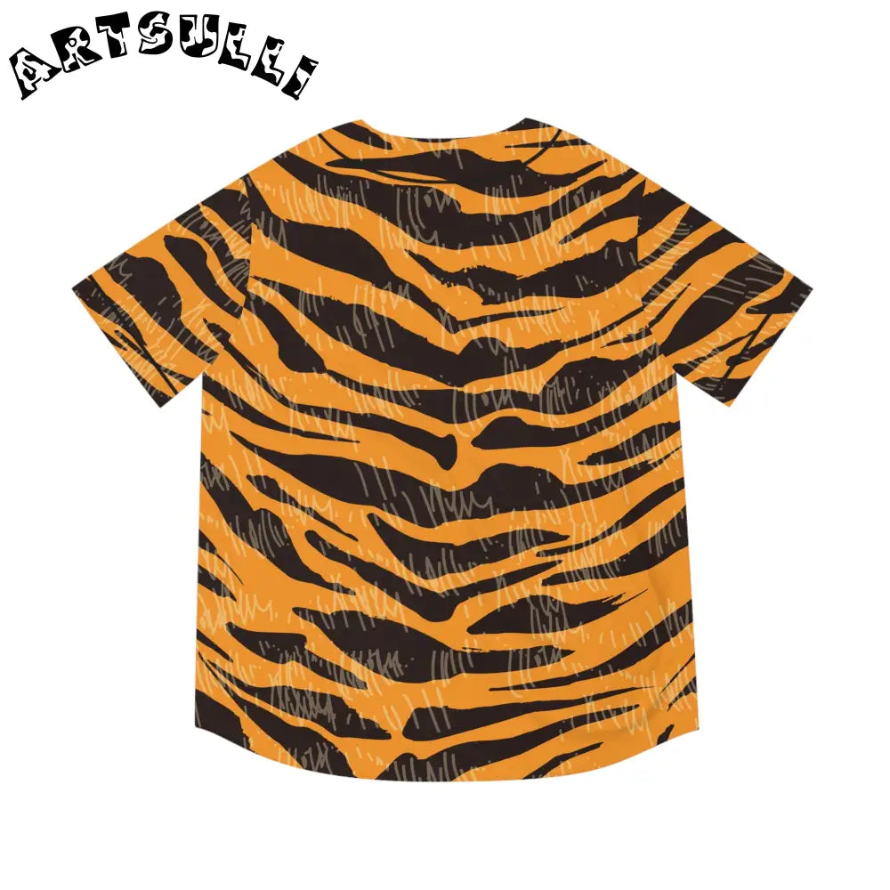 Tiger Print Men’s AOP Baseball Jersey, Artsulli - Art is Long, Life is Short, All Over Prints, , , , , , , 