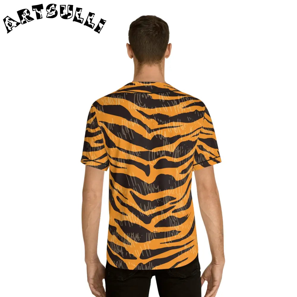 Tiger Print Men’s AOP Baseball Jersey, Artsulli - Art is Long, Life is Short, All Over Prints, , , , , , , 