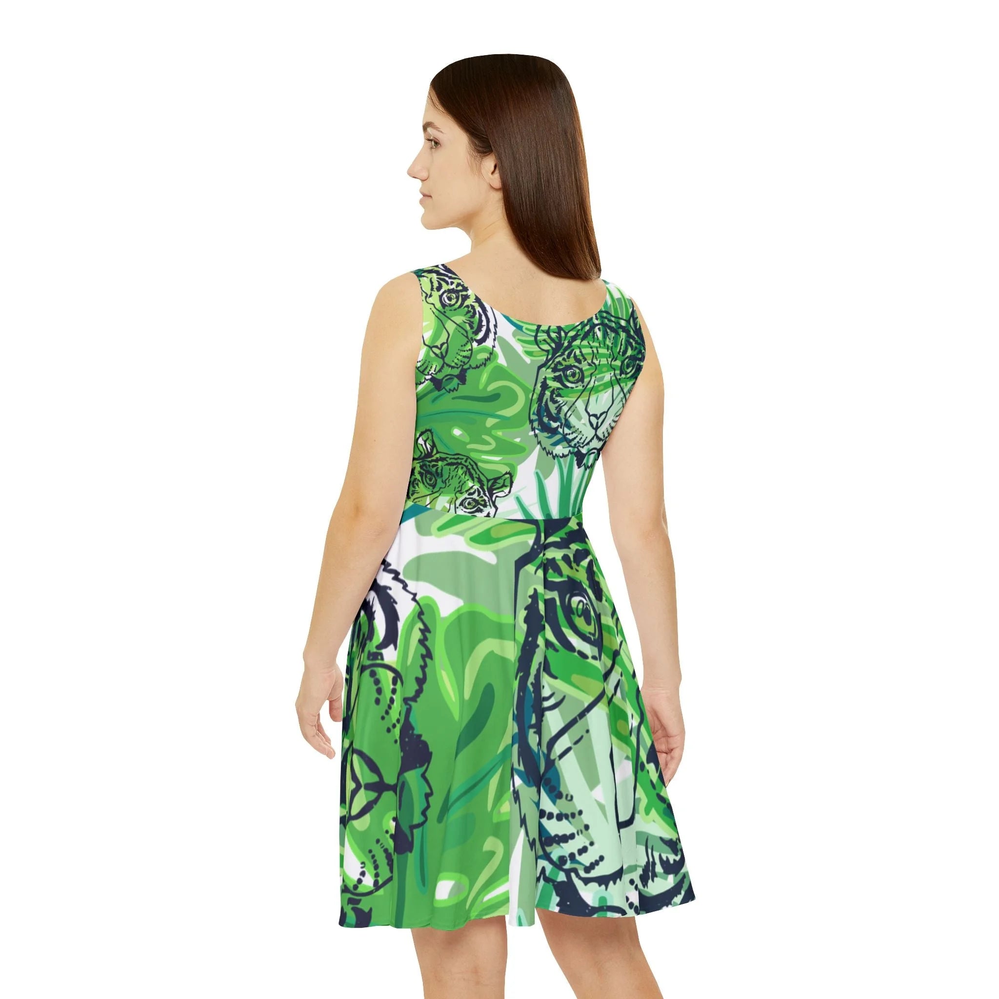 Tiger Print Skater Dress in High Quality 290gsm Fabric, Artsulli - Art is Long, Life is Short, All Over Prints, , , , , , , 