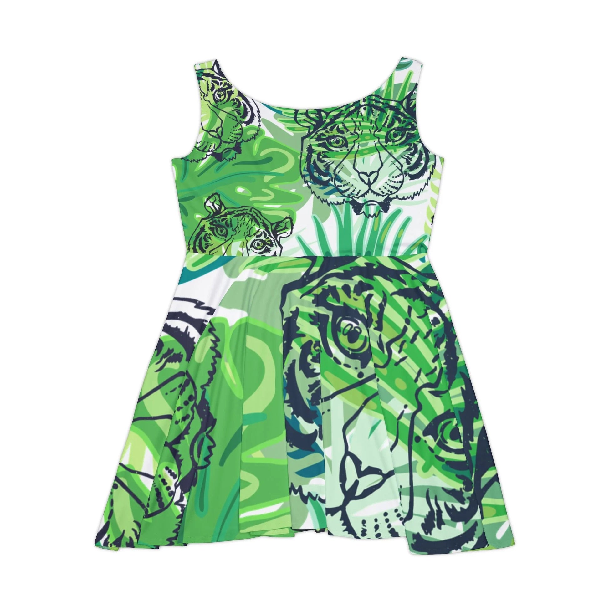 Tiger Print Skater Dress in High Quality 290gsm Fabric, Artsulli - Art is Long, Life is Short, All Over Prints, , , , , , , 