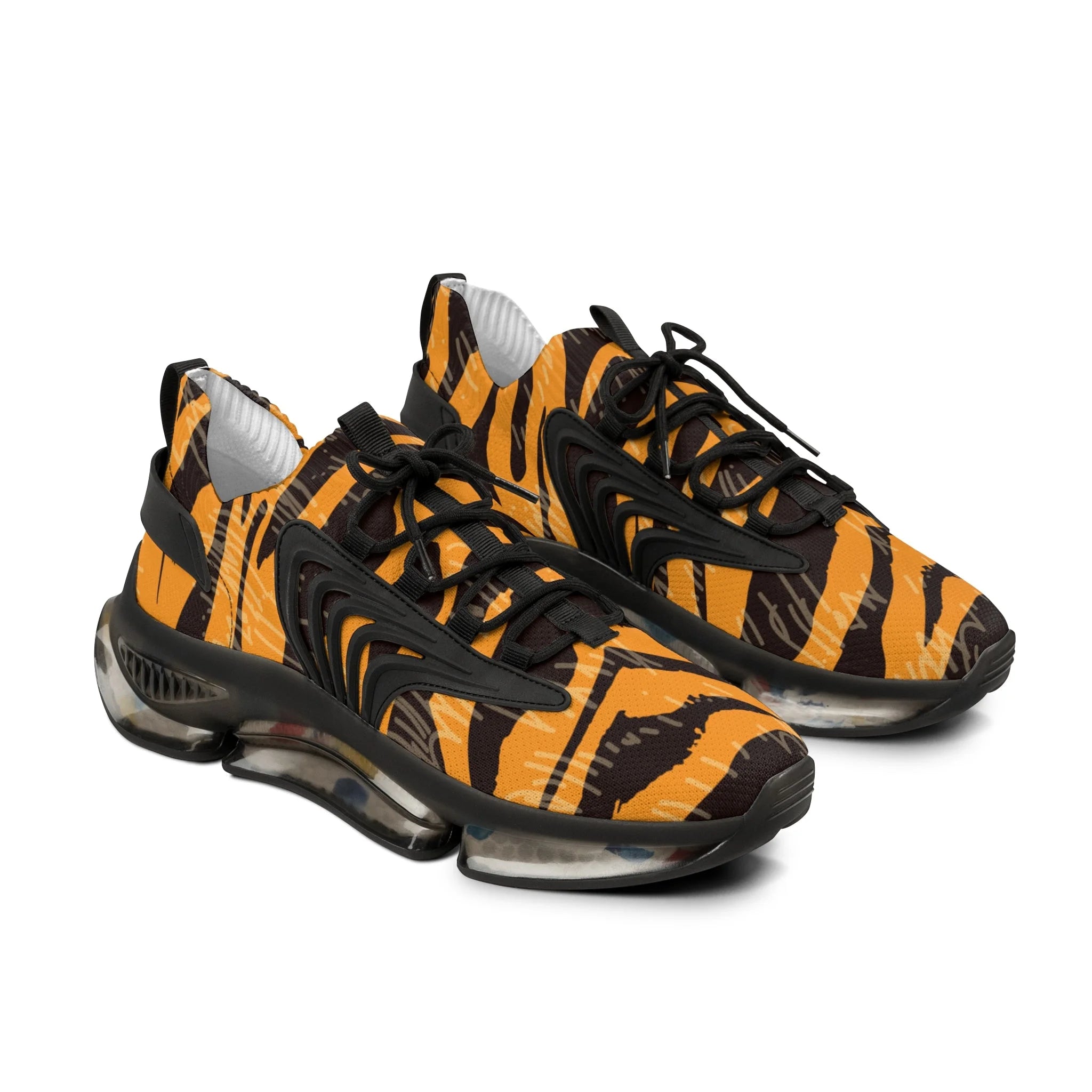 Tiger Scratches Orange Mesh Sneakers, Artsulli - Art is Long, Life is Short, Shoes, Color, Black sole, Size, US 5, , , 13314127731494