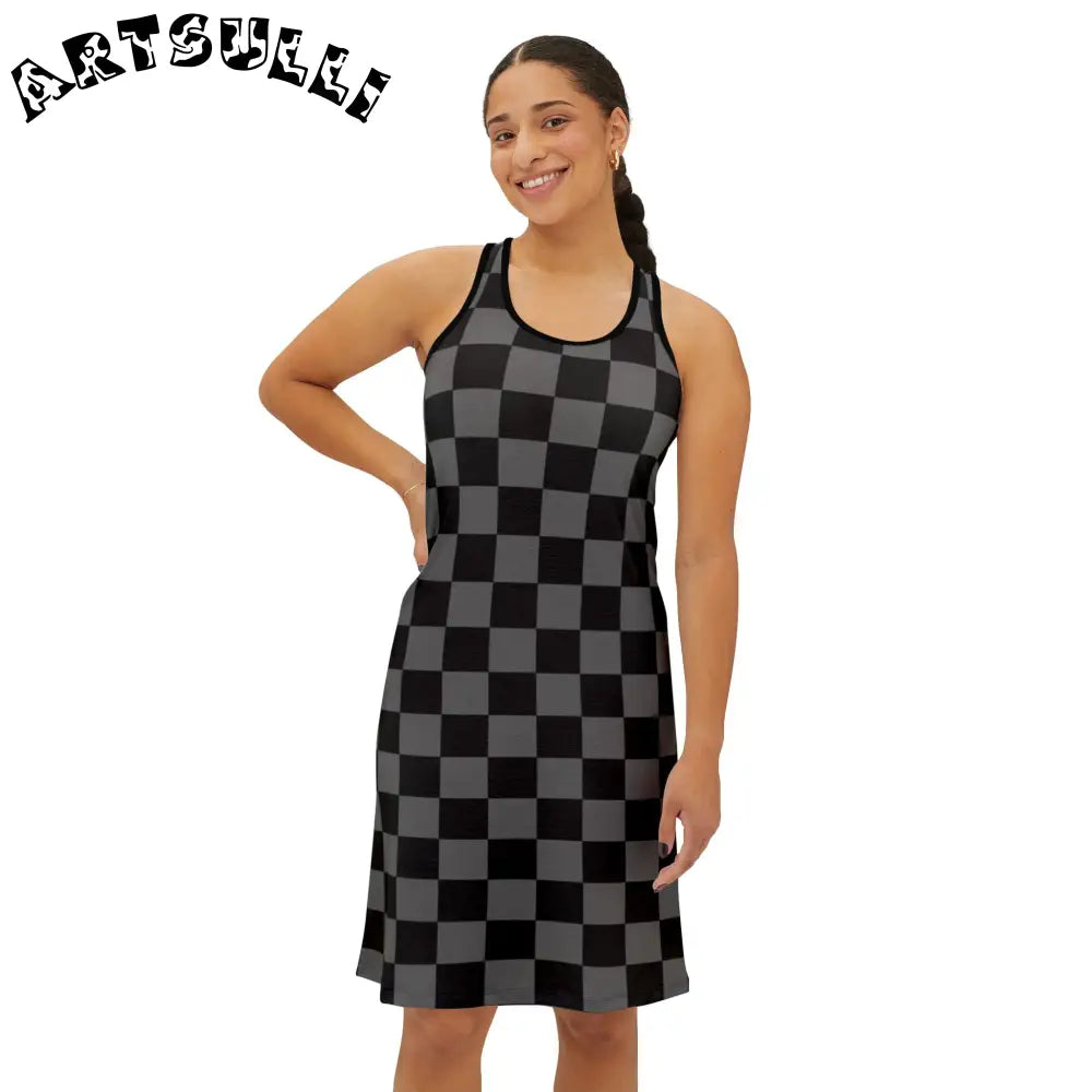 Total Comfort Checkerboard Sleeveless Dress, Artsulli - Art is Long, Life is Short, Tank Top, , , , , , , 