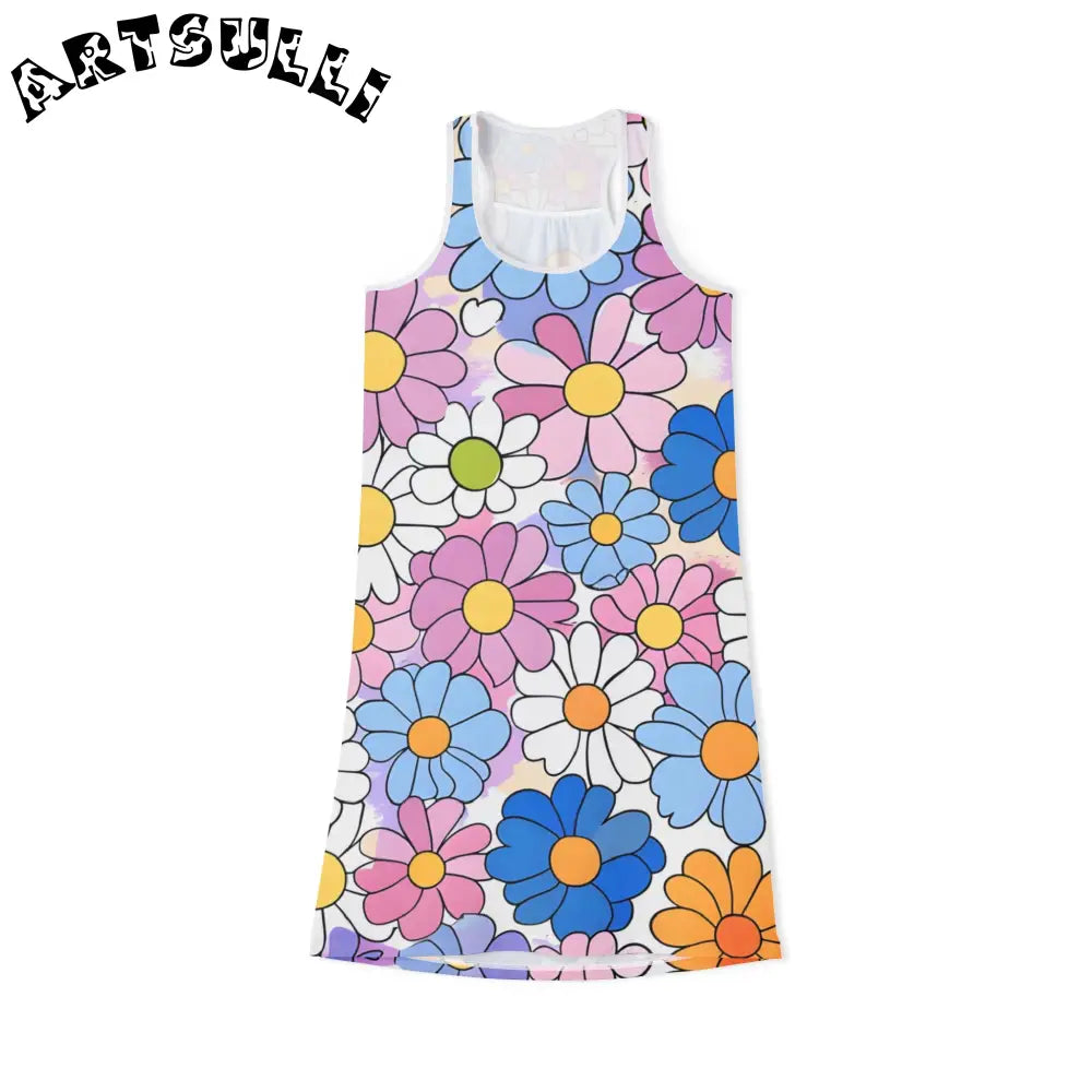 Total Comfort Floral Print Jersey-Knit Dress, Artsulli - Art is Long, Life is Short, Tank Top, Size, XS, Color, White, , , 53691372654520