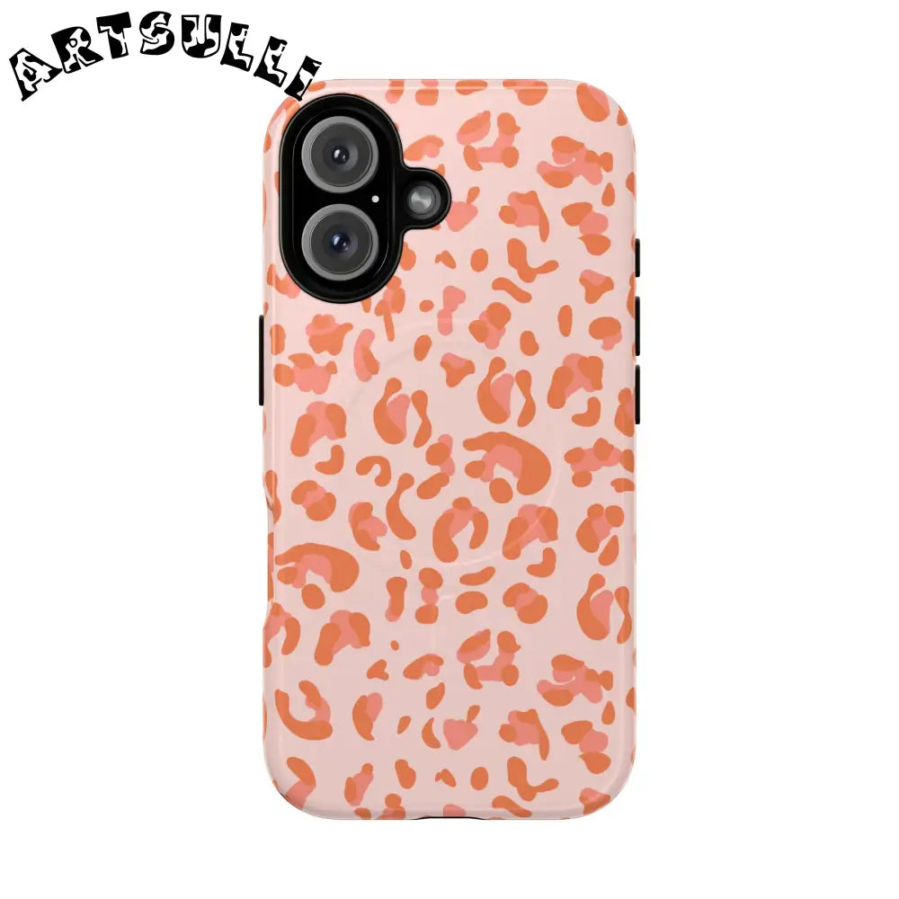 JAKKOUTTHEBXX Pink and Orange Leopard MagSafe iPhone Case 2025