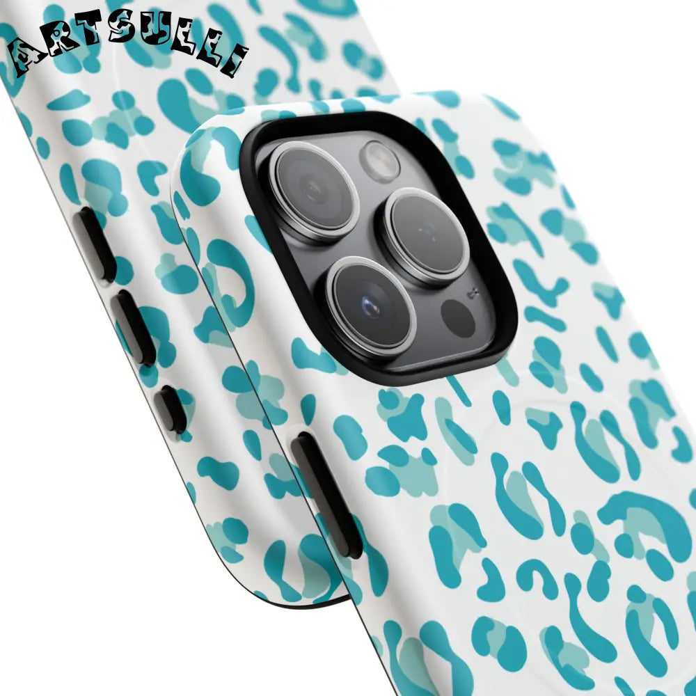 JAKKOUTTHEBXX Teal Leopard Print MagSafe Case 2025