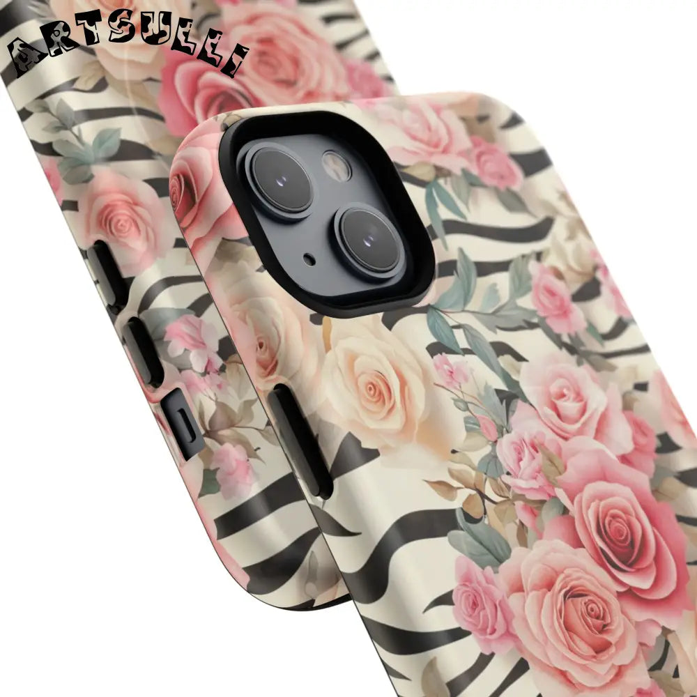 JAKKOUTTHEBXX Pink Floral Zebra MagSafe iPhone Case 2025