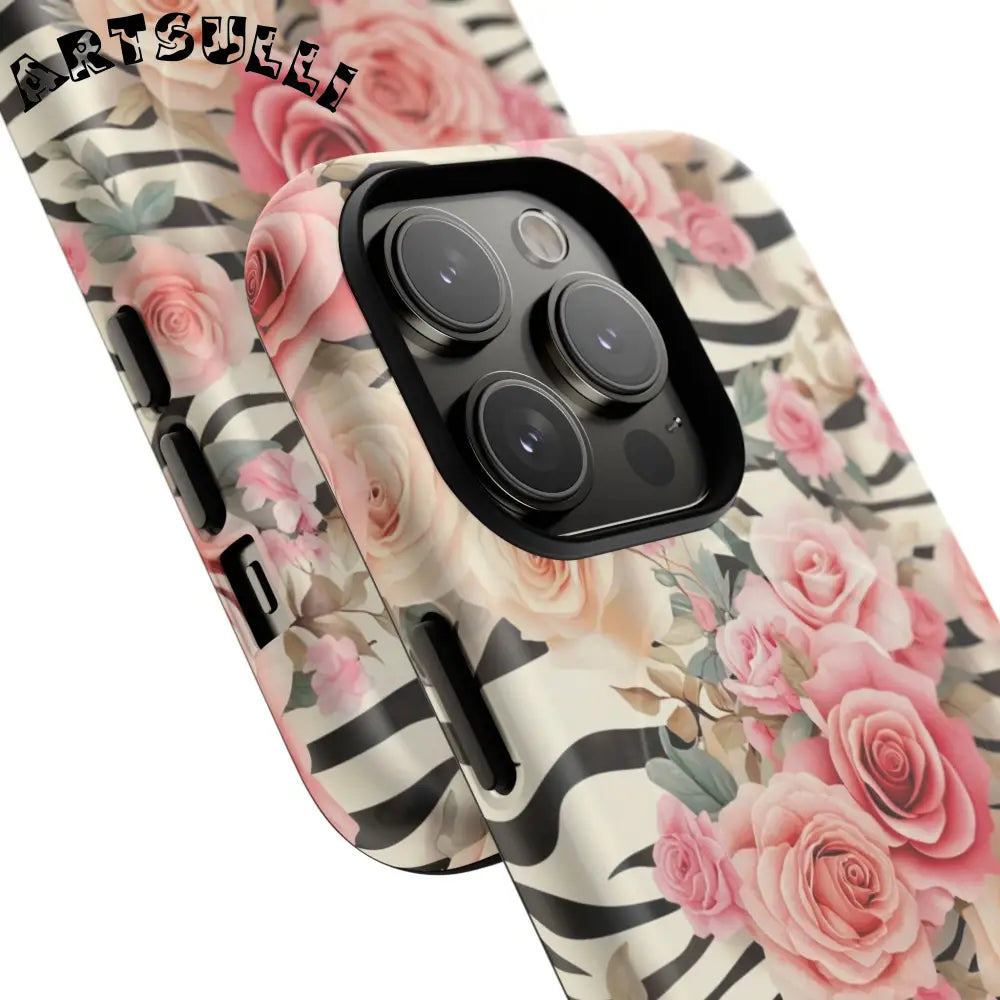 JAKKOUTTHEBXX Pink Floral Zebra MagSafe iPhone Case 2025