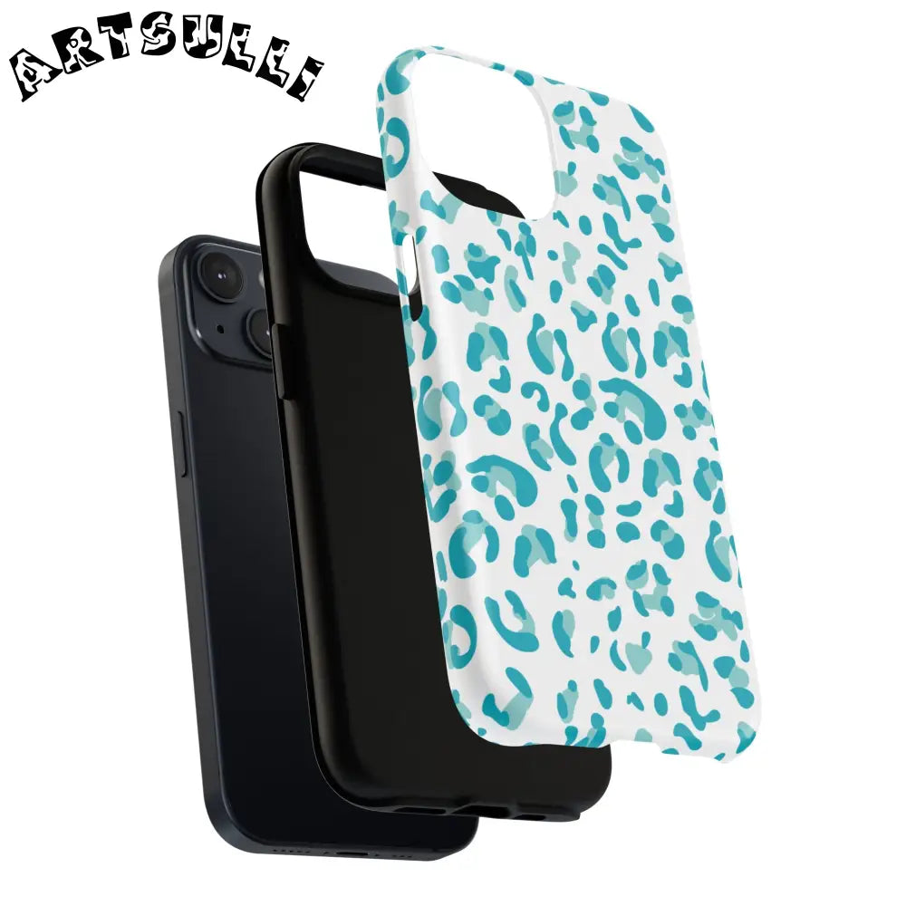 JAKKOUTTHEBXX Teal Leopard Print MagSafe Case 2025