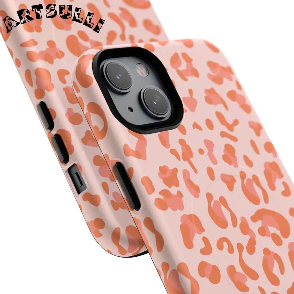 JAKKOUTTHEBXX Pink and Orange Leopard MagSafe iPhone Case 2025