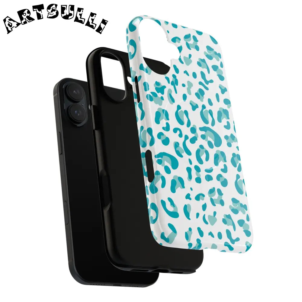 JAKKOUTTHEBXX Teal Leopard Print MagSafe Case 2025