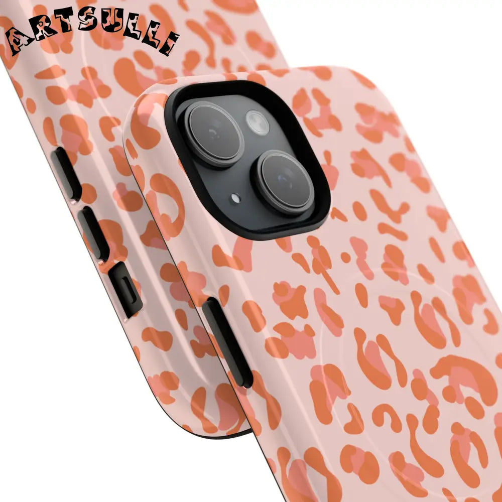 JAKKOUTTHEBXX Pink and Orange Leopard MagSafe iPhone Case 2025