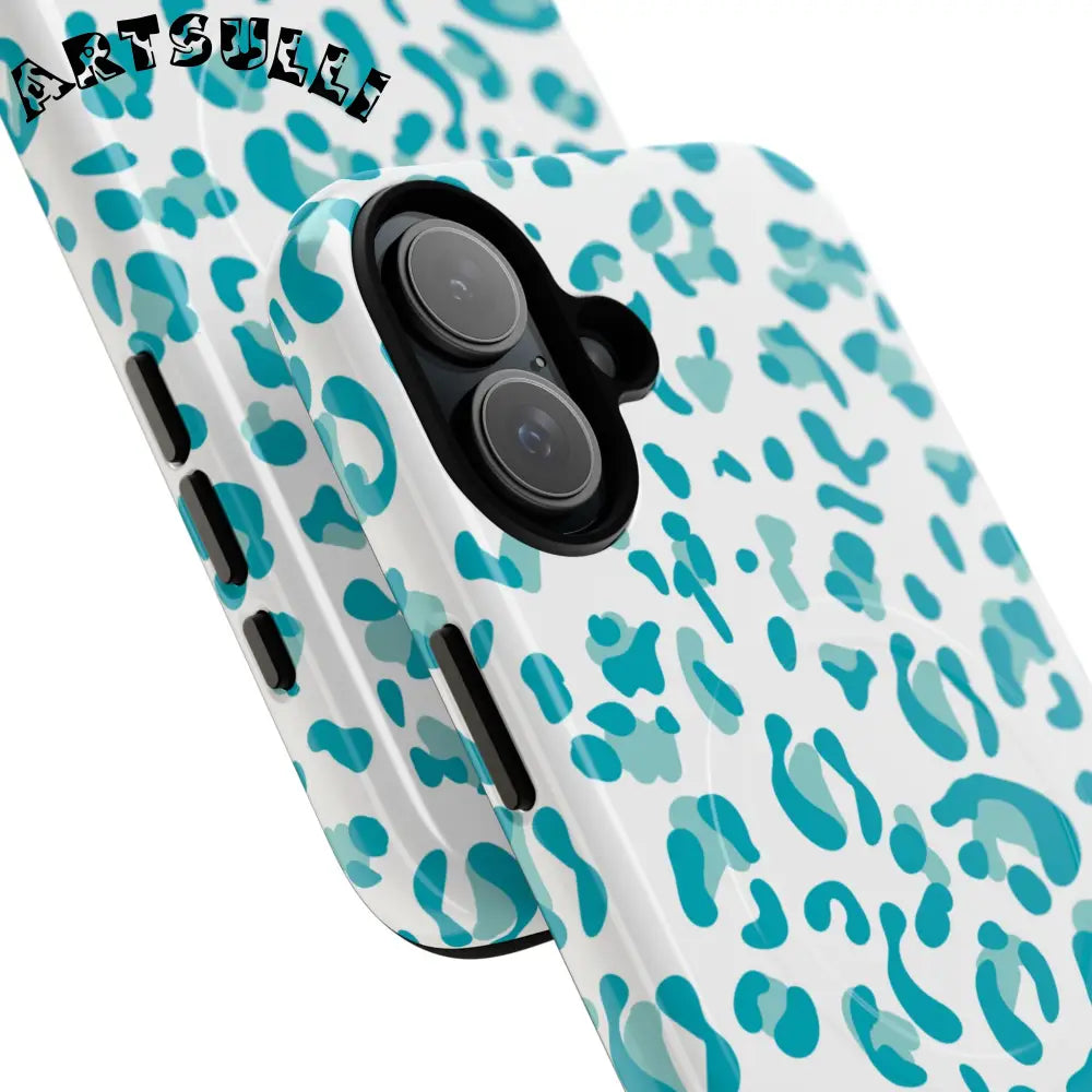 JAKKOUTTHEBXX Teal Leopard Print MagSafe Case 2025