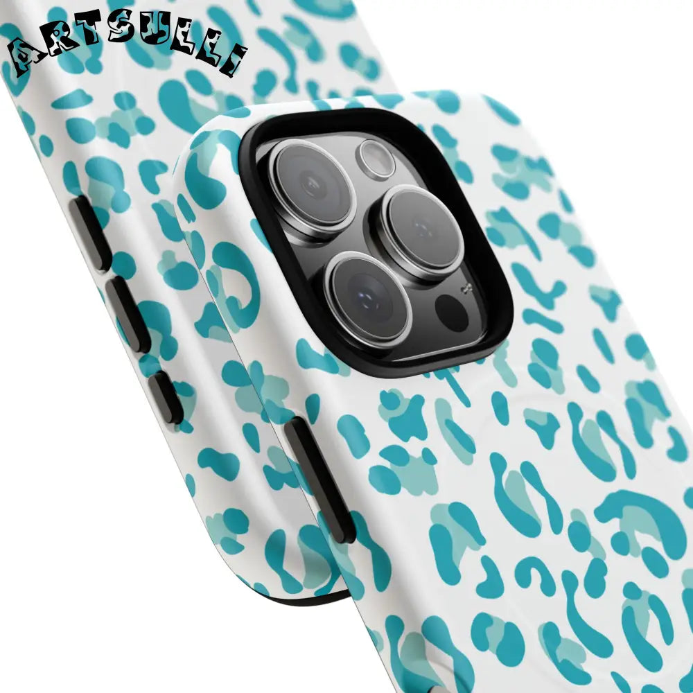 JAKKOUTTHEBXX Teal Leopard Print MagSafe Case 2025