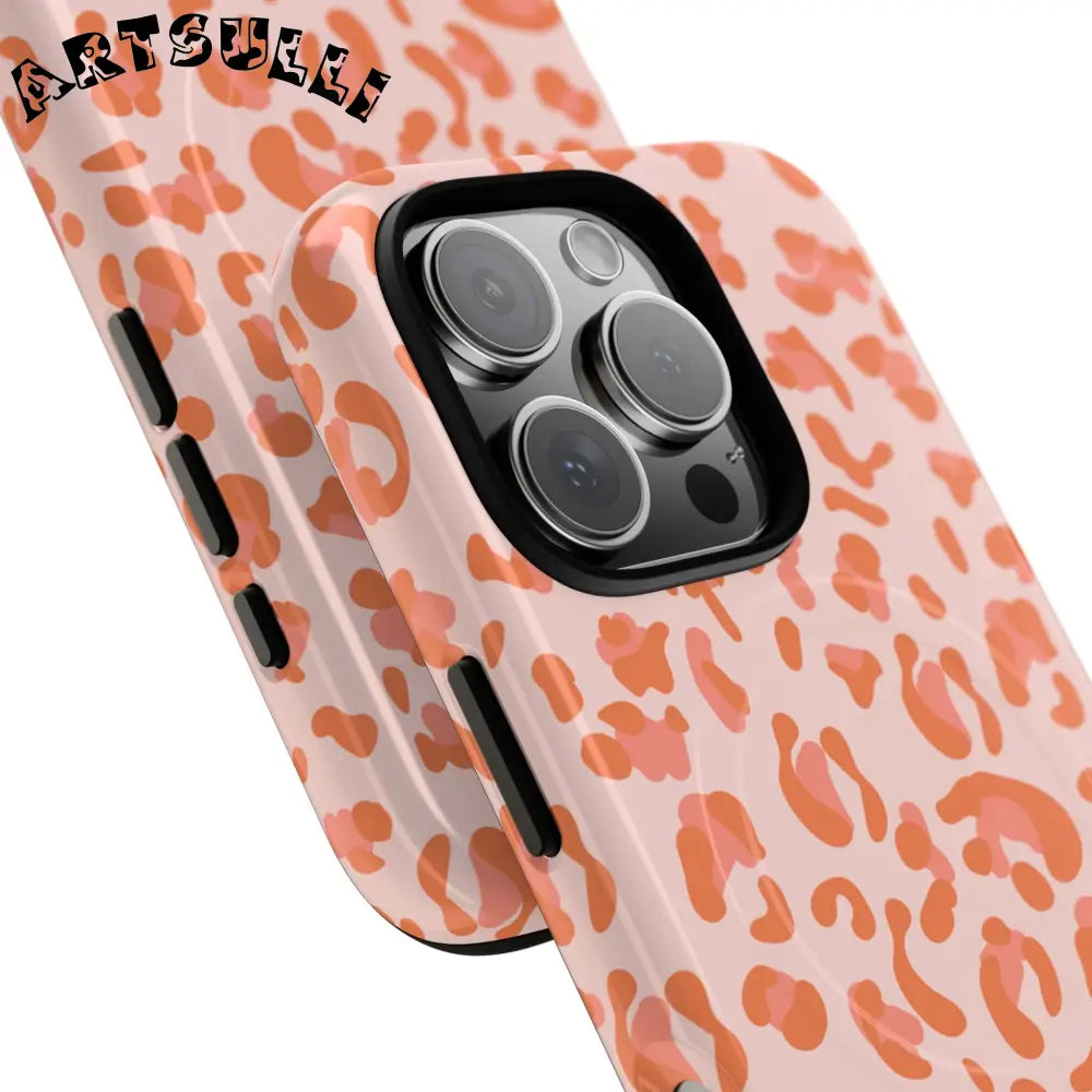 JAKKOUTTHEBXX Pink and Orange Leopard MagSafe iPhone Case 2025