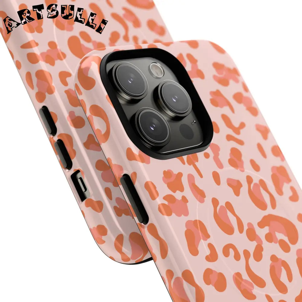 JAKKOUTTHEBXX Pink and Orange Leopard MagSafe iPhone Case 2025
