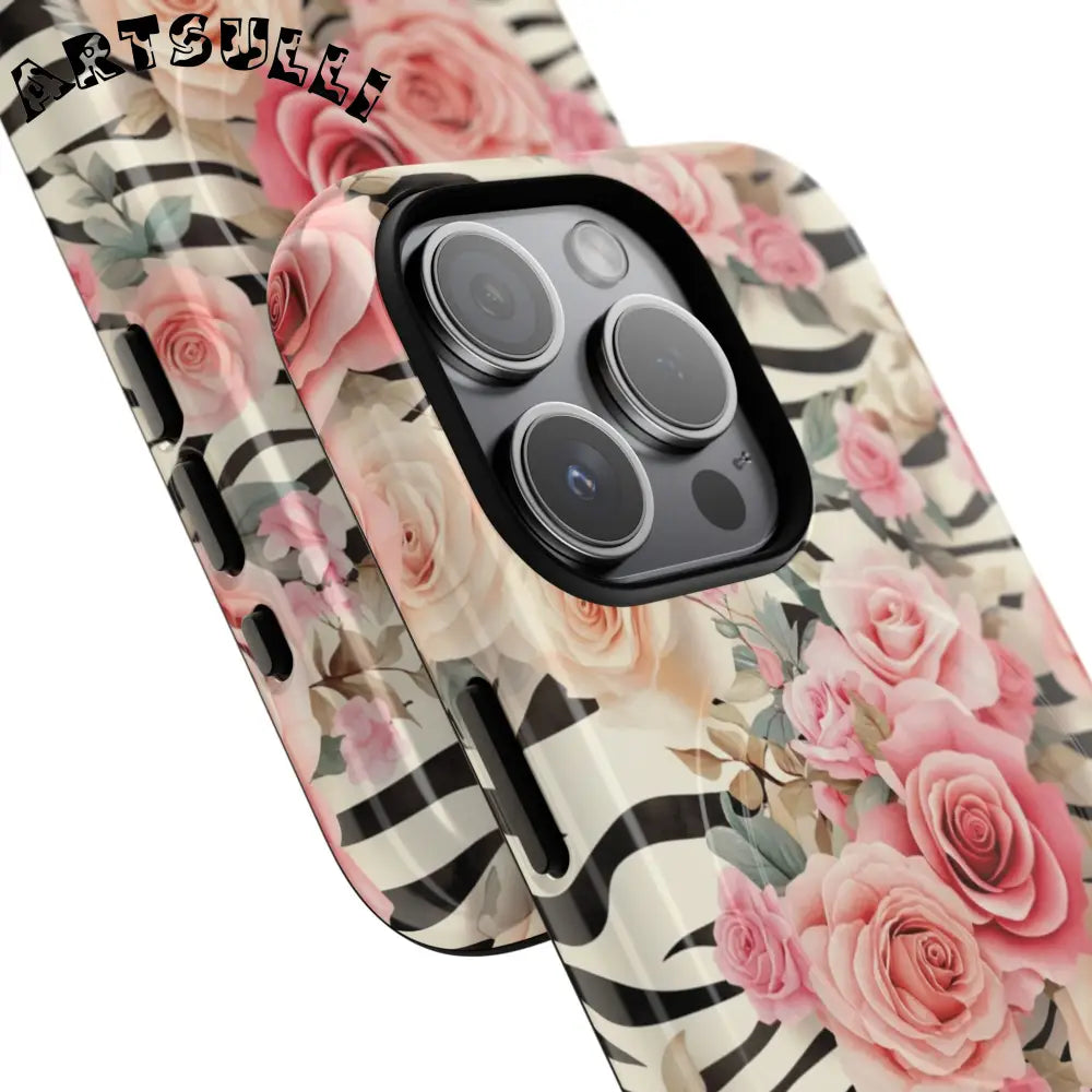 JAKKOUTTHEBXX Pink Floral Zebra MagSafe iPhone Case 2025