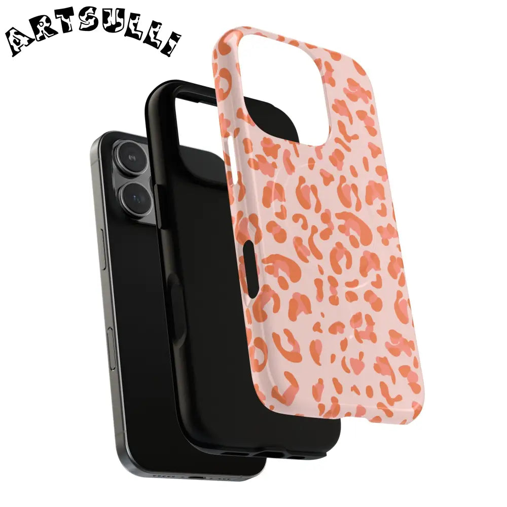 JAKKOUTTHEBXX Pink and Orange Leopard MagSafe iPhone Case 2025