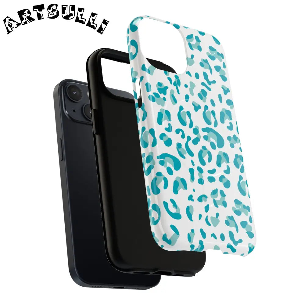 JAKKOUTTHEBXX Teal Leopard Print MagSafe Case 2025