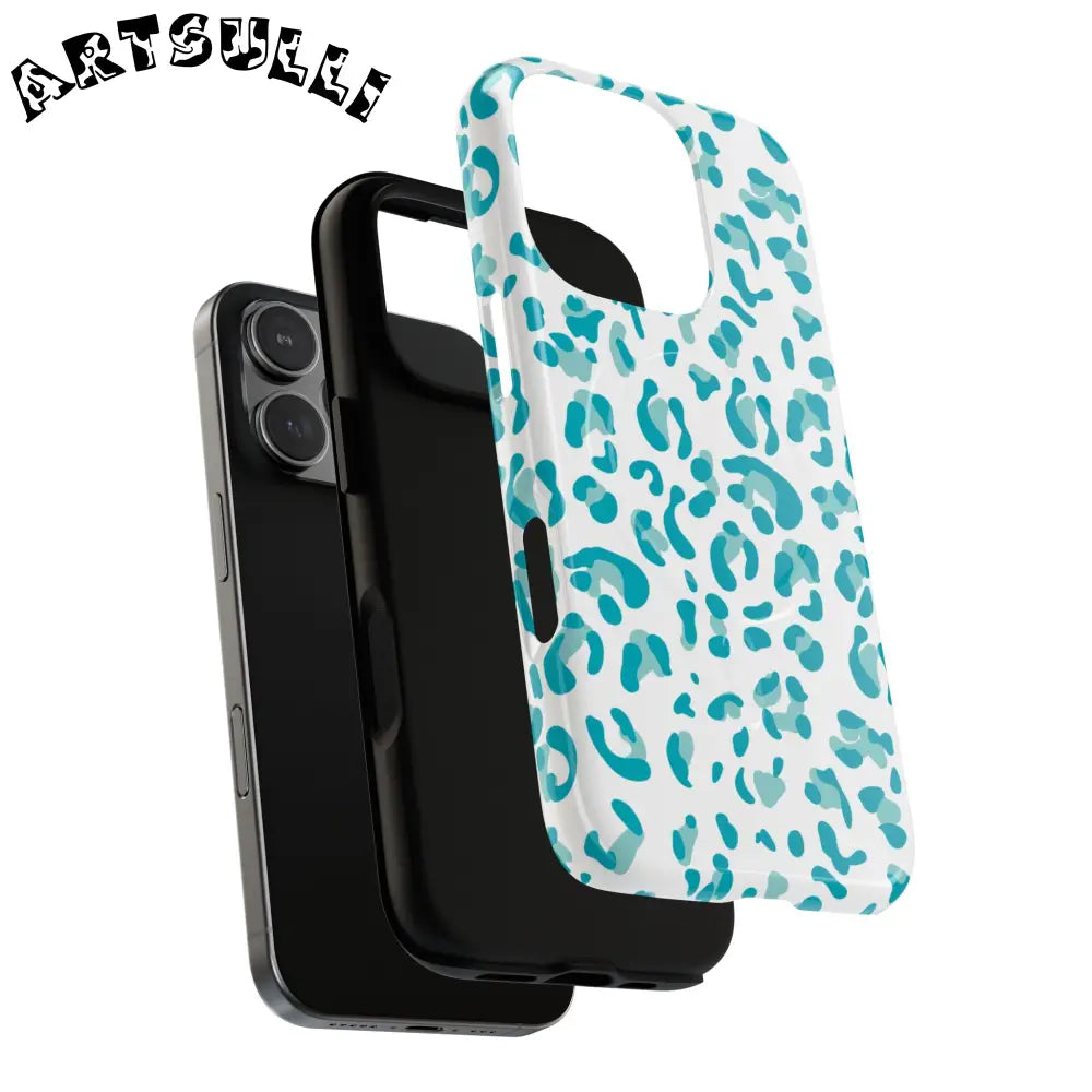 JAKKOUTTHEBXX Teal Leopard Print MagSafe Case 2025