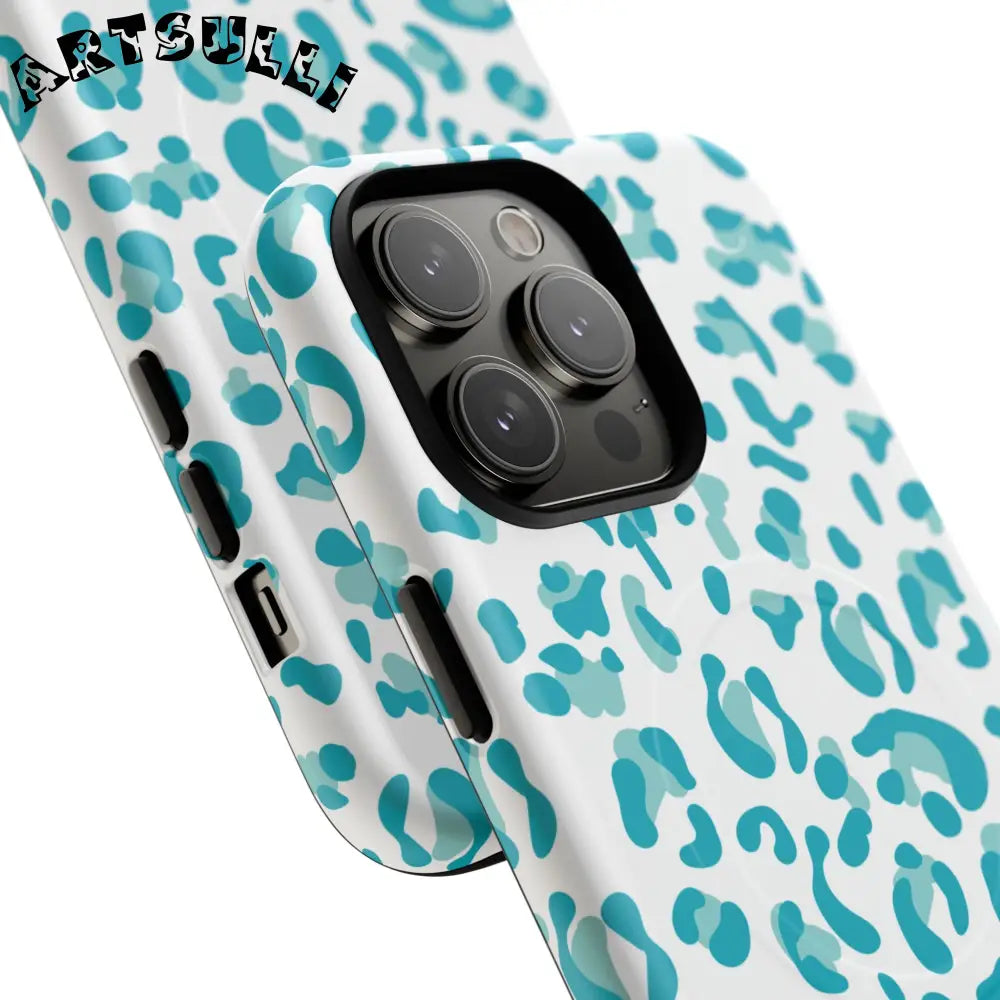 JAKKOUTTHEBXX Teal Leopard Print MagSafe Case 2025