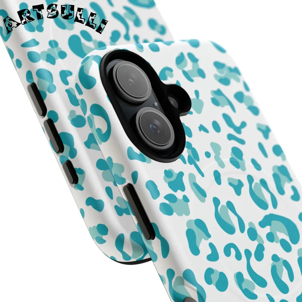 JAKKOUTTHEBXX Teal Leopard Print MagSafe Case 2025