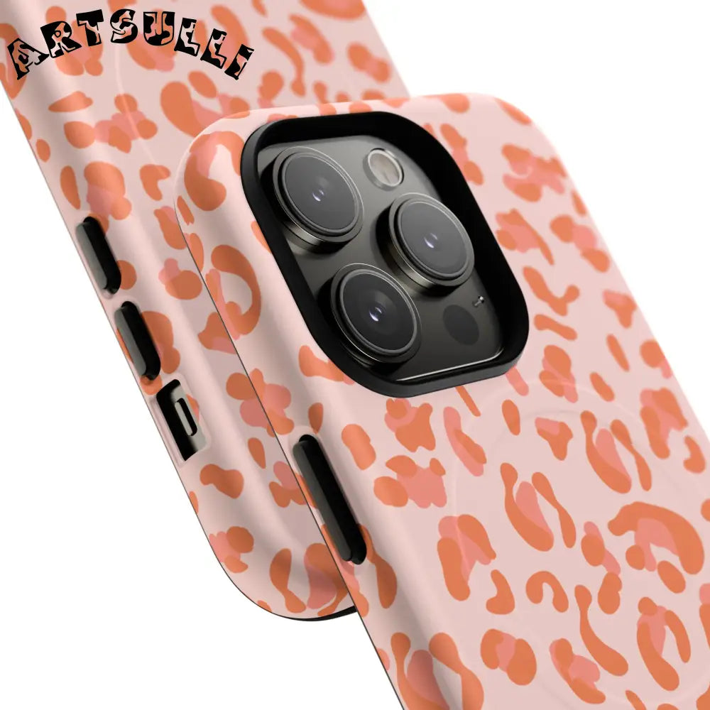 JAKKOUTTHEBXX Pink and Orange Leopard MagSafe iPhone Case 2025