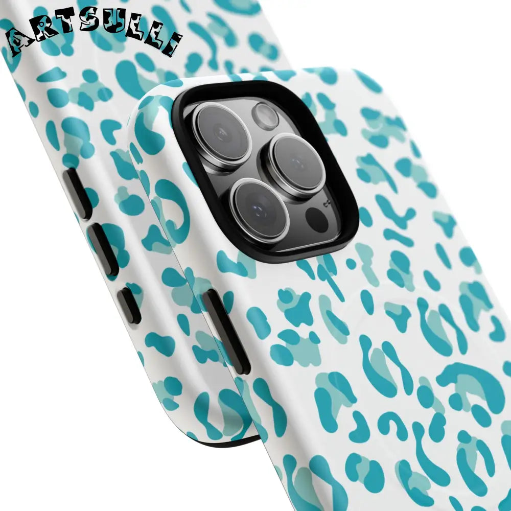 JAKKOUTTHEBXX Teal Leopard Print MagSafe Case 2025