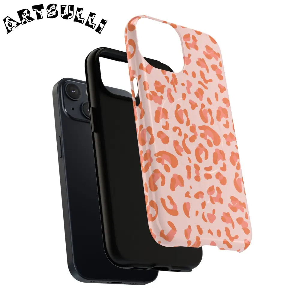 JAKKOUTTHEBXX Pink and Orange Leopard MagSafe iPhone Case 2025