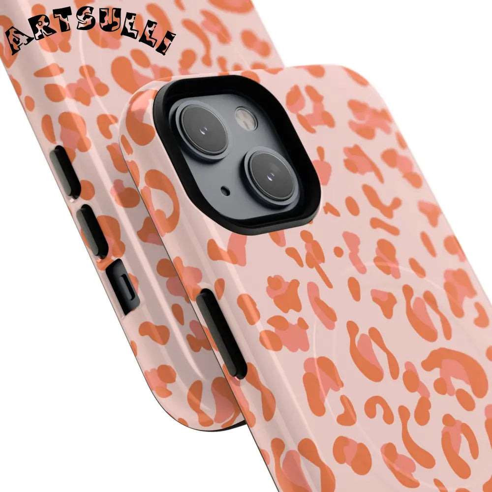 JAKKOUTTHEBXX Pink and Orange Leopard MagSafe iPhone Case 2025