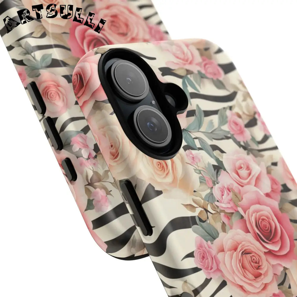 JAKKOUTTHEBXX Pink Floral Zebra MagSafe iPhone Case 2025