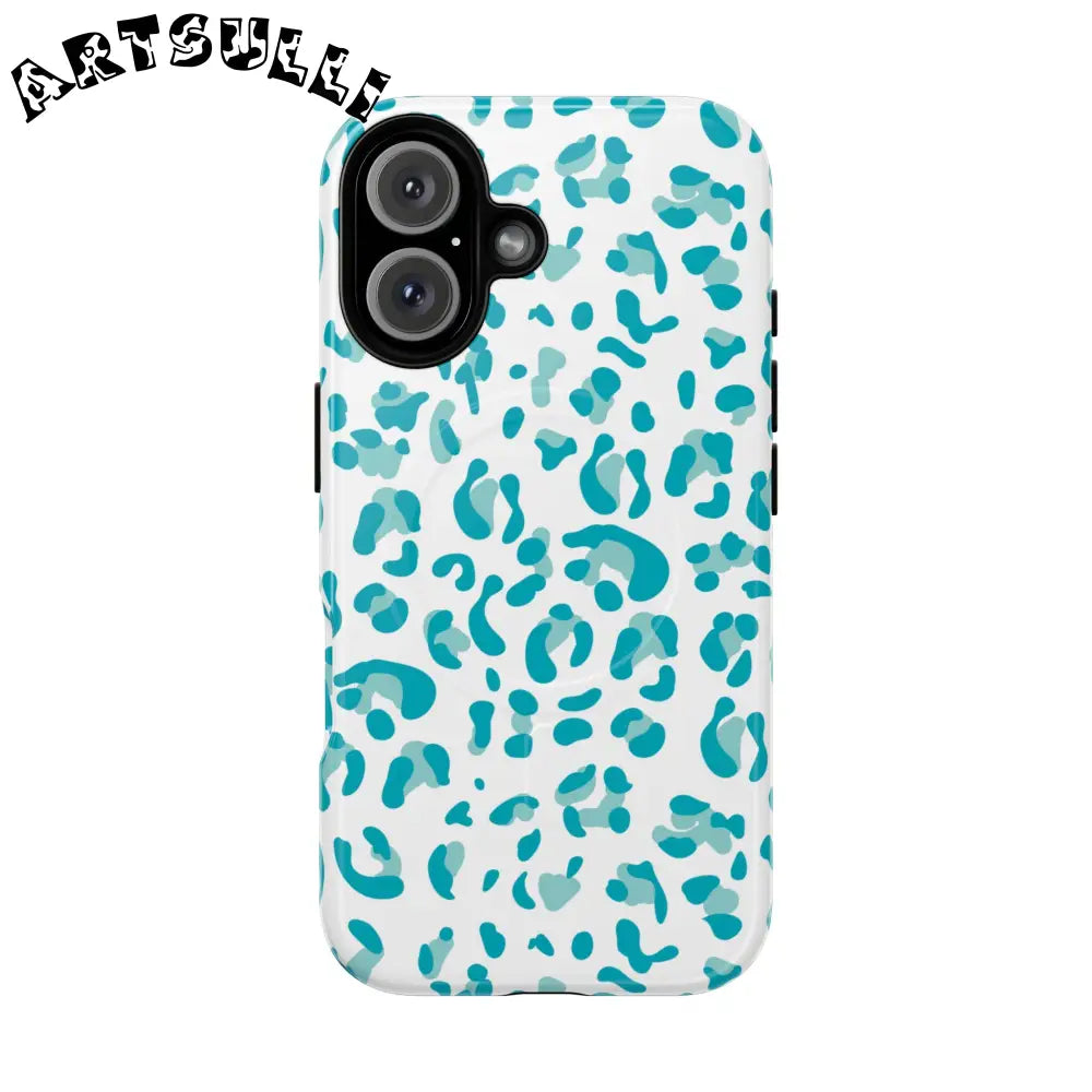 JAKKOUTTHEBXX Teal Leopard Print MagSafe Case 2025