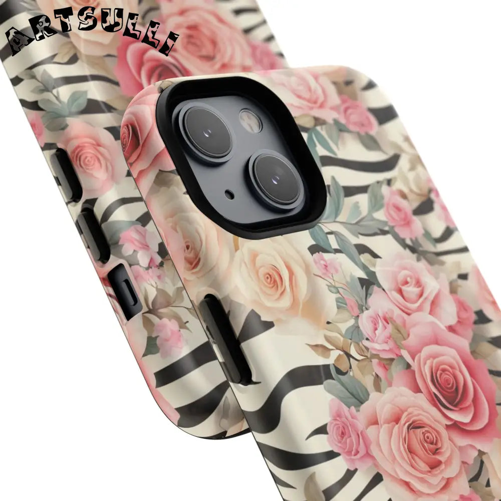 JAKKOUTTHEBXX Pink Floral Zebra MagSafe iPhone Case 2025