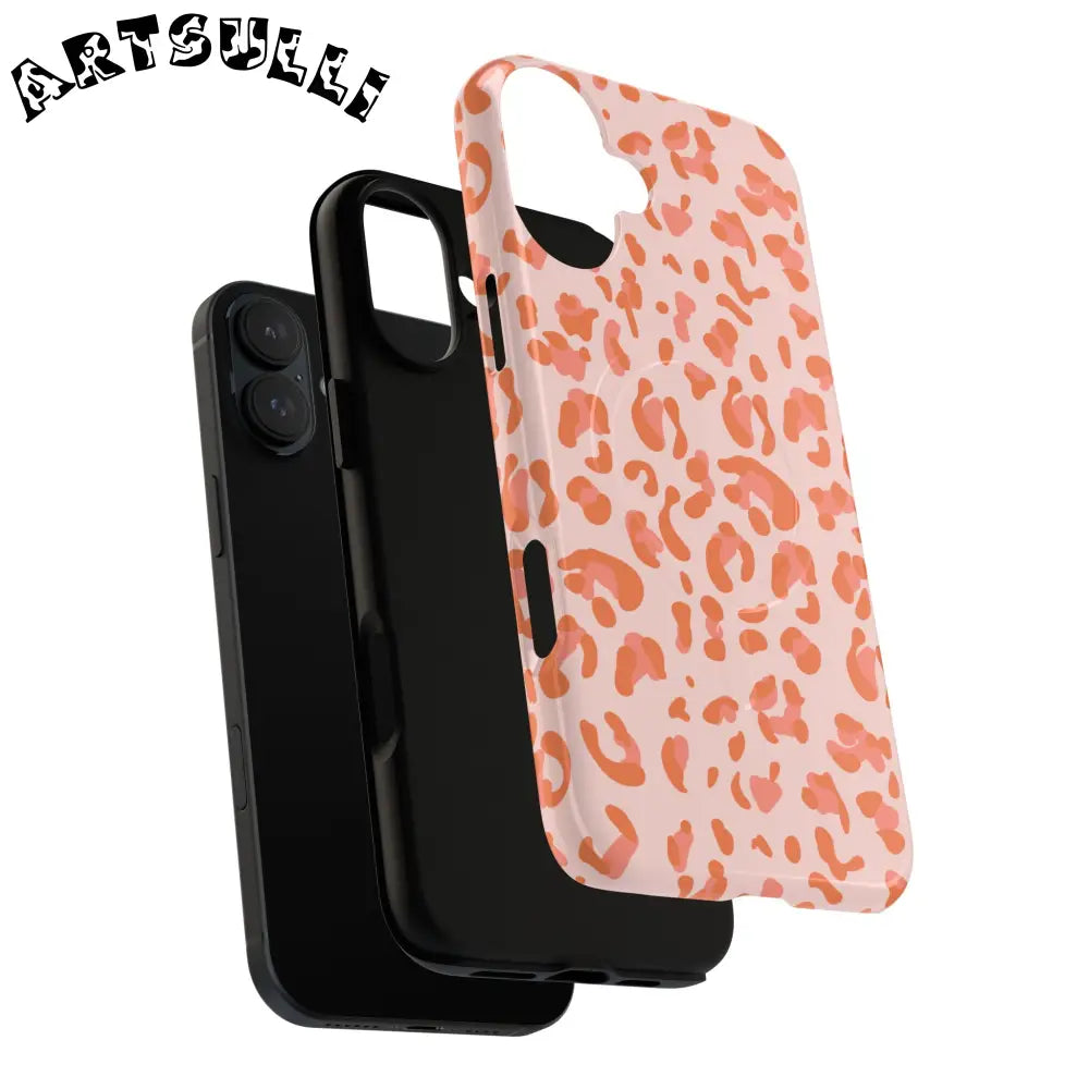 JAKKOUTTHEBXX Pink and Orange Leopard MagSafe iPhone Case 2025
